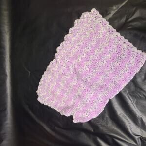 Handmade crochet pastel purple white silver baby blanket